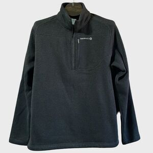 Merrell Fleece Quarter Zip Mens Black Knit Large Sweater Pullover‎ Hiking Run